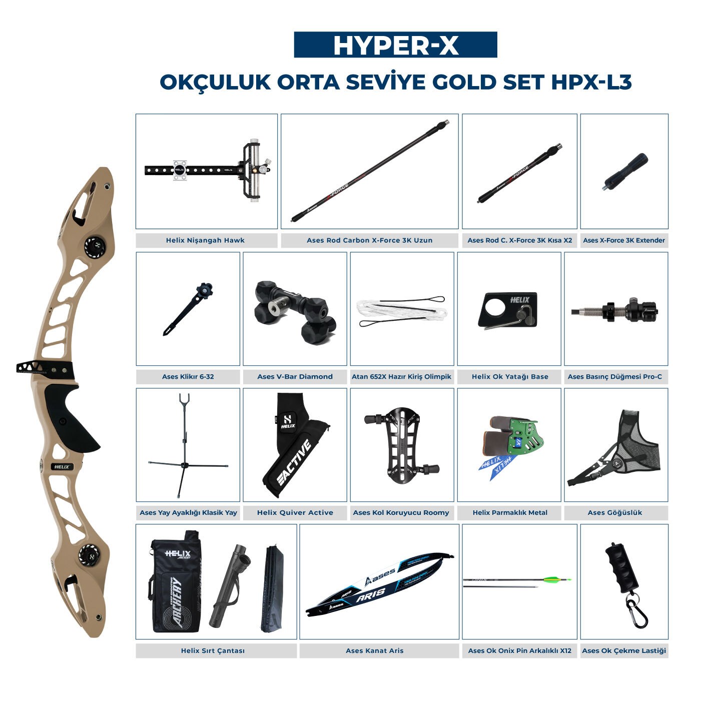 Navek Klasik Yay Orta Seviye Set Hyper-X Gold HPX-L3
