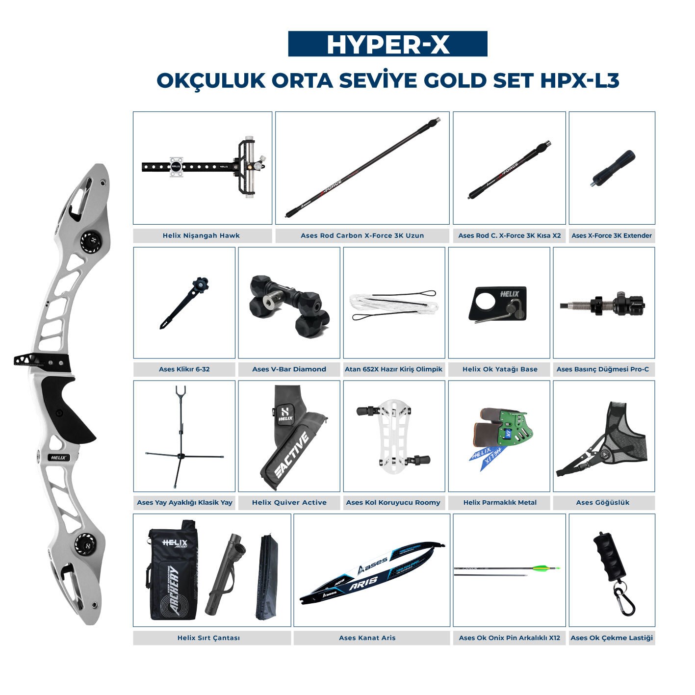 Navek Klasik Yay Orta Seviye Set Hyper-X Gold HPX-L3