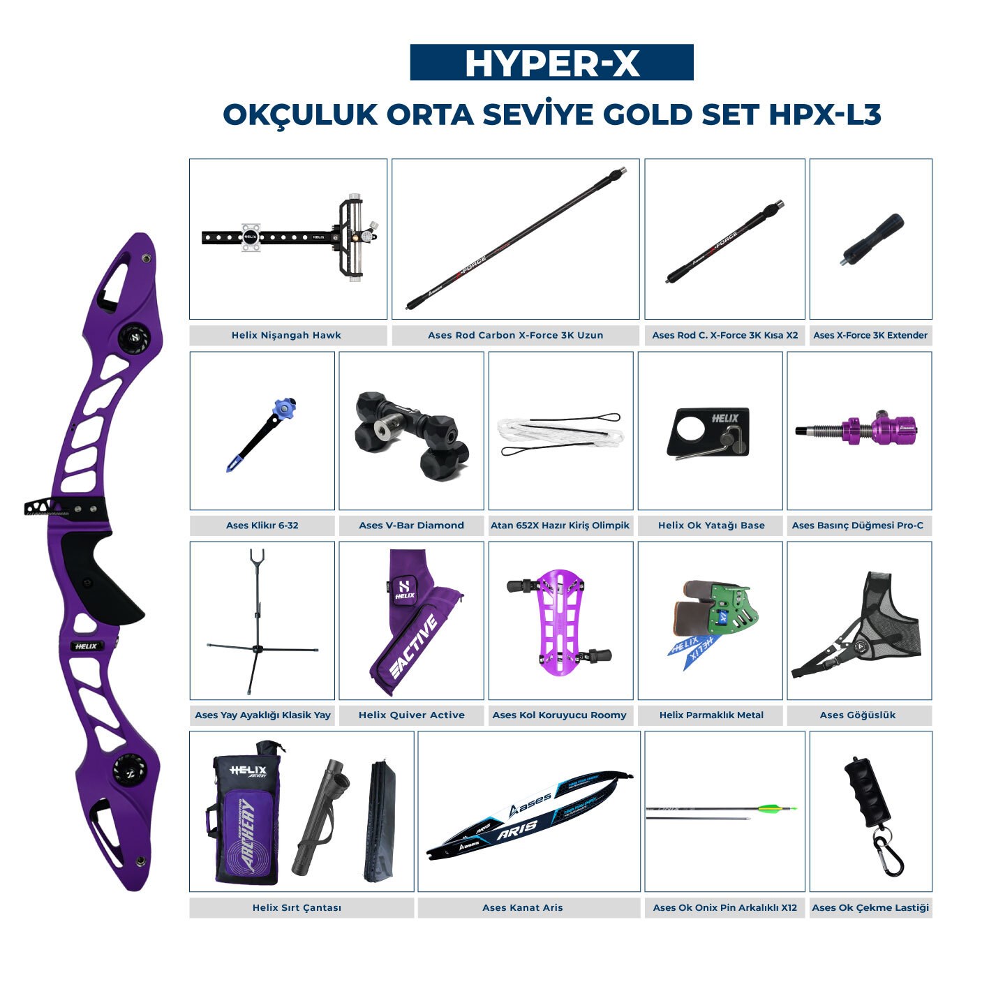 Navek Klasik Yay Orta Seviye Set Hyper-X Gold HPX-L3
