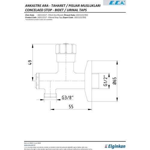 2 Adet ECA Filtreli Ara Musluk 102111517