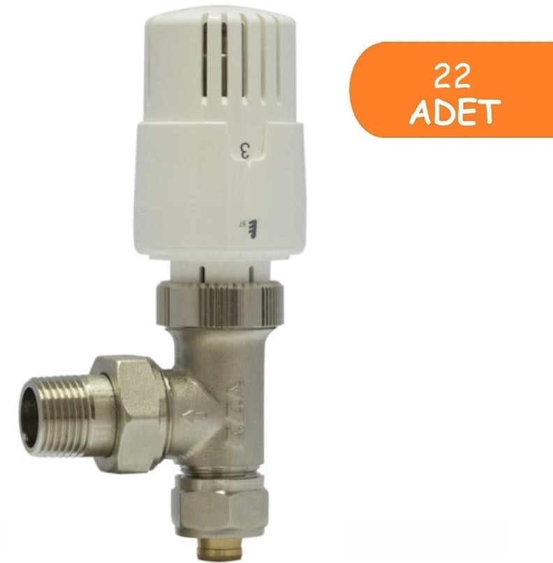 22 Adet ECA TRV4 Termostatik Köşe Radyatör Valfi Pex Köşe 602120780