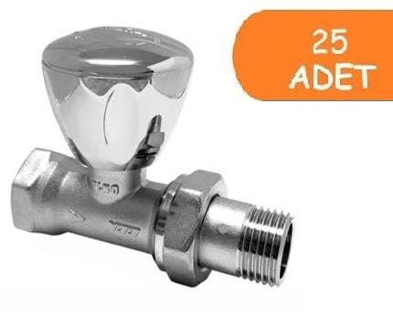 25 Adet ECA RV3 1/2 Düz Radyatör Valfi Krom Kaplamalı Petek Havlupan Vanası 602120750