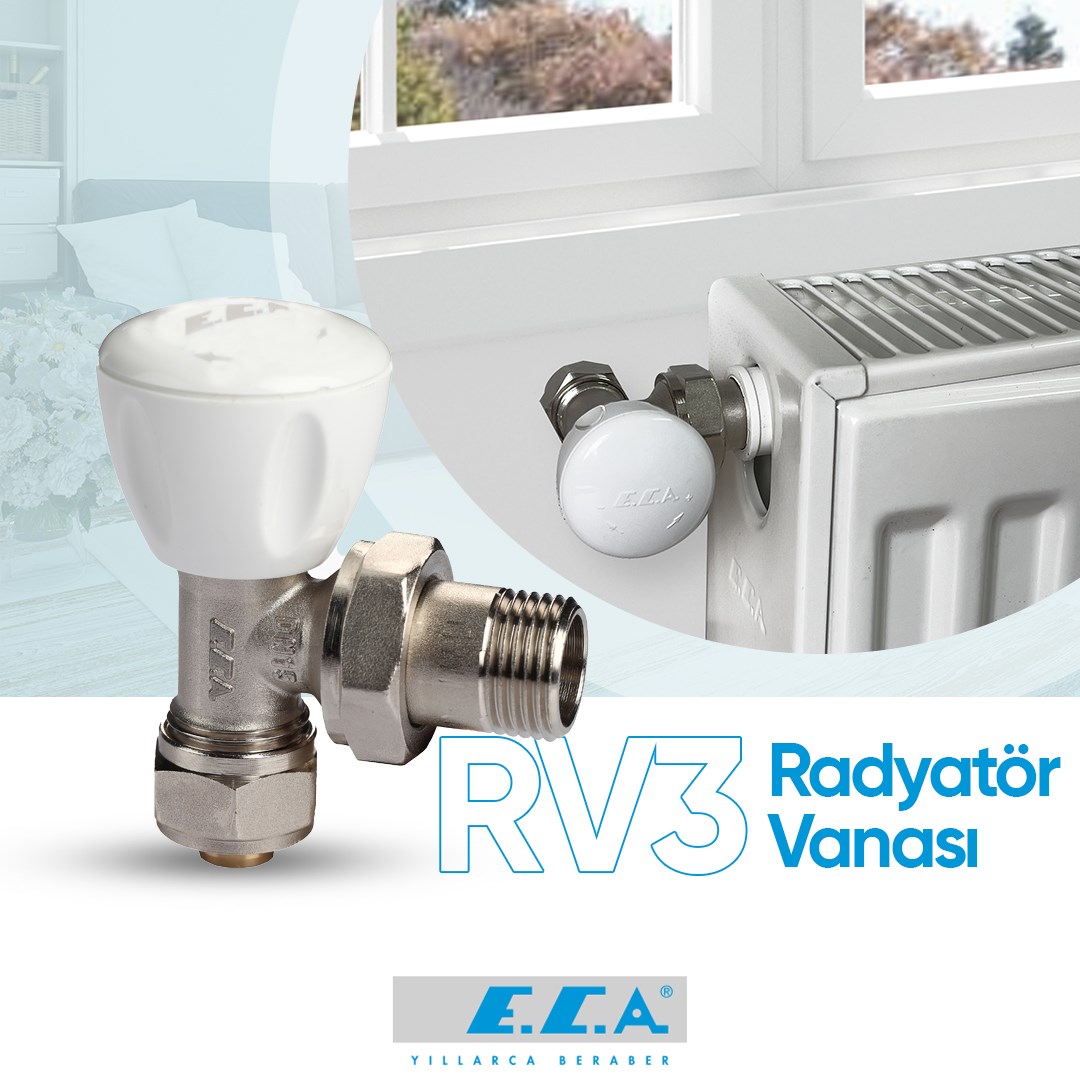 25 Adet ECA RV3 1/2 Köşe Radyatör Valfi Petek Havlupan Vanası 602120641