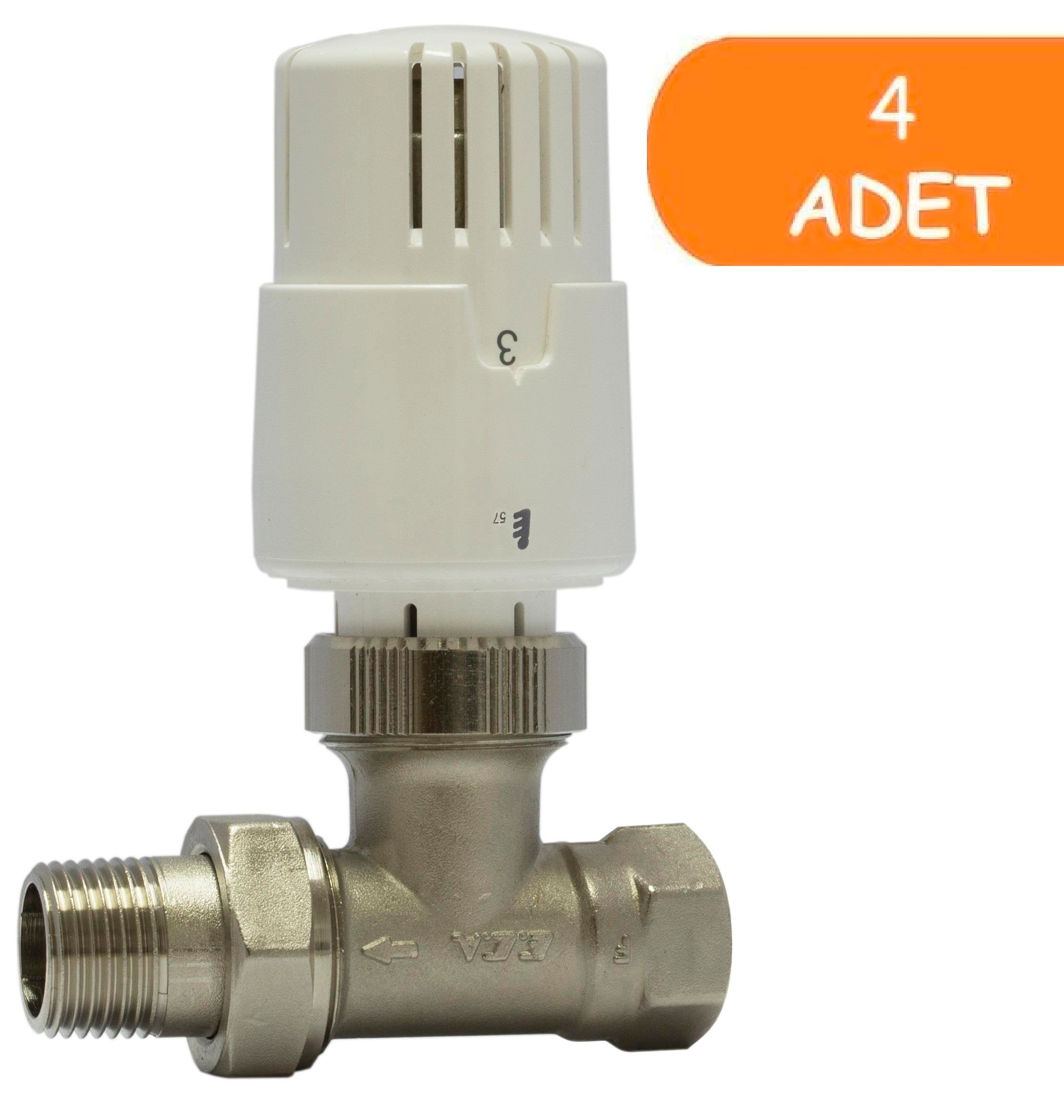 4 Adet ECA TRV4 Termostatik Düz Radyatör Valfi Petek Vanası 602120756
