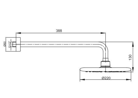 AR Acuba Banyo Yuvarlak Duvardan Duş Başlığı Mat Siyah Renkli 103545062