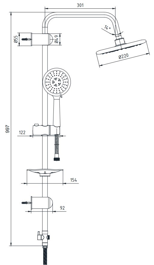 AR Acuba Banyo Yuvarlak Takım Duş Kolonu Tepe Duş Seti 102158026