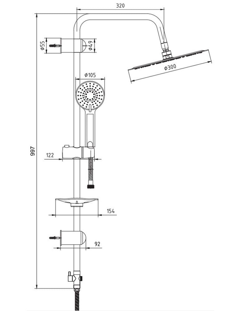 AR Ark Banyo Yuvarlak Takım Duş Kolonu Tepe Duş Seti 102158036