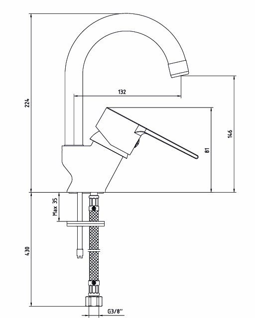 AR Lite Kuğu Borulu Lavabo Bataryası 102188146