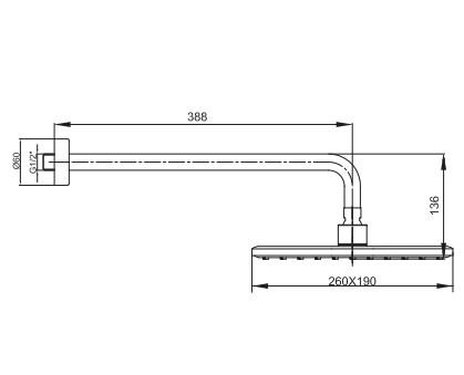 AR Lucia Banyo Dikdörtgen Duvardan Duş Başlığı Mat Siyah Renkli 103545060
