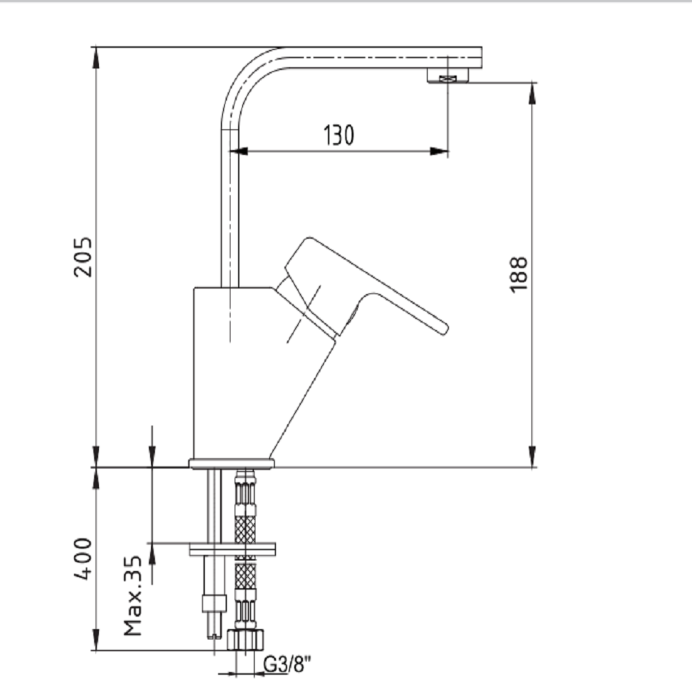 AR Lunetta Kuğu Borulu Lavabo Bataryası Mat Siyah Renkli 103588108