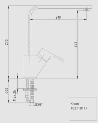 AR Lunetta Tek Gövde Eviye Mutfak Bataryası 102118117