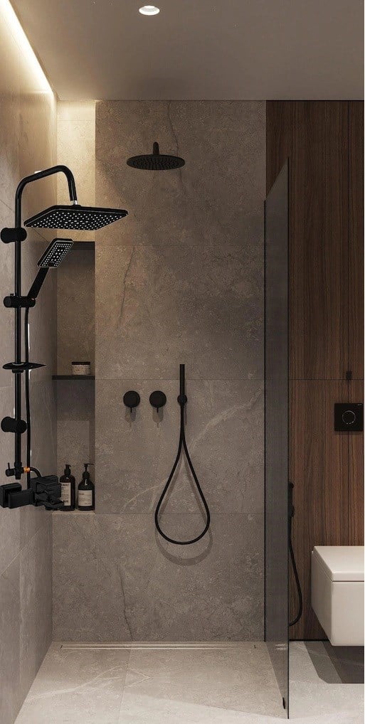 AR Pinus Banyo Tepe Duş Seti Dikdörtgen Duş Takımı Mat Siyah Renkli 102158024