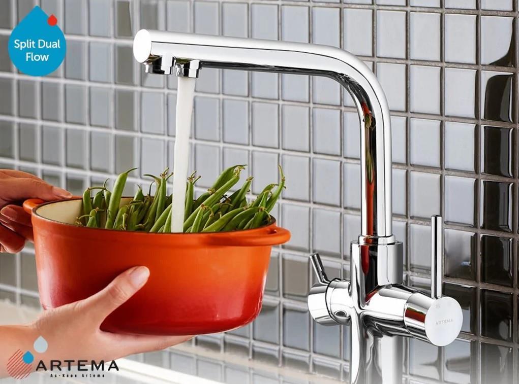Artema Split Dual Flow Çift Akışlı Eviye Bataryası Arıtma Çıkışlı