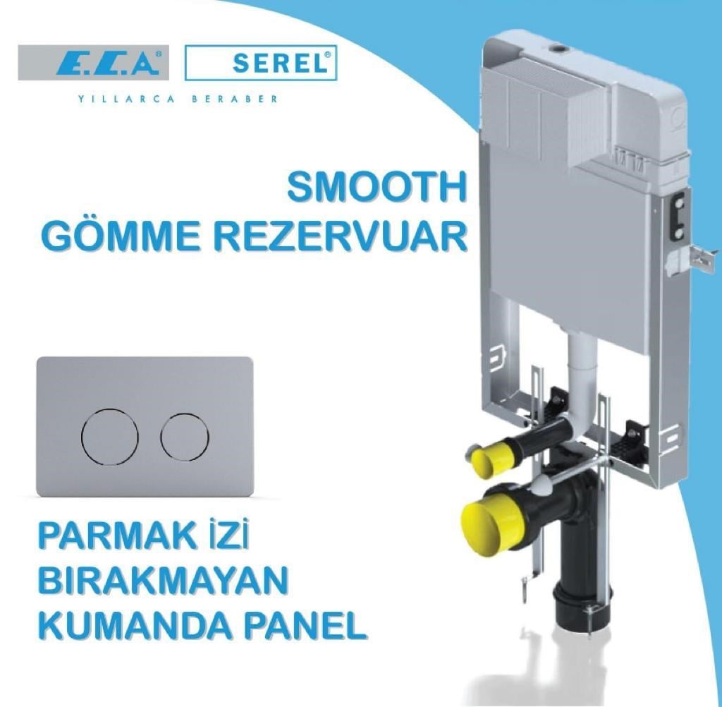 Asma Klozet İçin Metal Ayaklı Gömme Rezervuar Tam Takım Set Serel Smooth