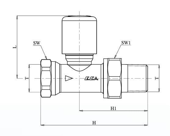 ECA 1/2 Düz Radyatör Valfi Krom Kaplamalı 602120281