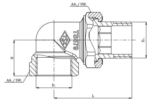 ECA 1/2 Köşe Rakor / Rekor 601002002 Su Saatindede Kullanılabl
