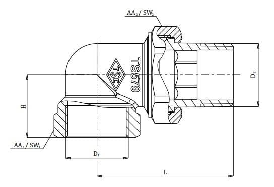 ECA 3/4 Köşe Rakor / Rekor 601002003 Su Saatindede Kullanılabl