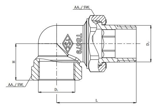 ECA 3/4 Köşe Rakor / Rekor 601002003 Su Saatindede Kullanılabl