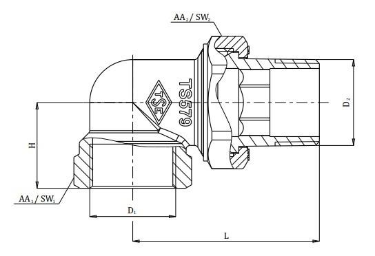 ECA 3/4 Köşe Rakor / Rekor 601002003 Su Saatindede Kullanılabilir