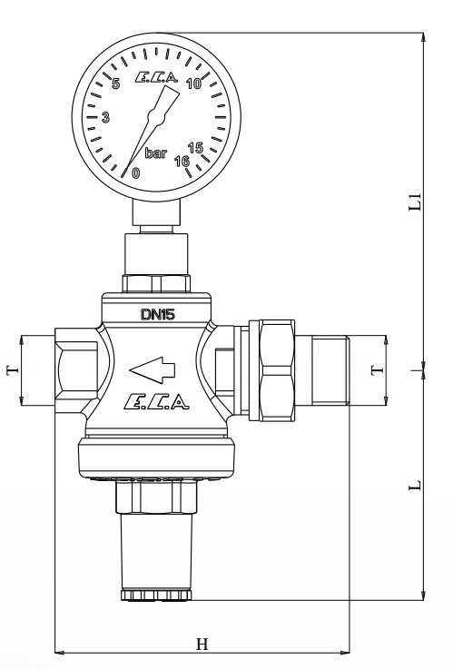 ECA 3/4 Manometreli Su Basınç Düşürücü Pistonlu İç Vida X Rakorlu 602111008
