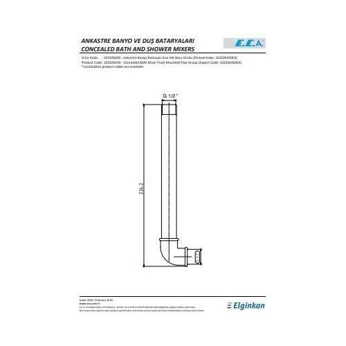 ECA Ankastre Banyo Bataryası Sıva Altı Boru Grubu 101026450