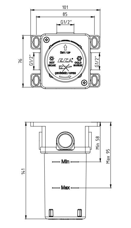 ECA Ankastre Duş Bataryası Sıva Altı Grubu 102166102