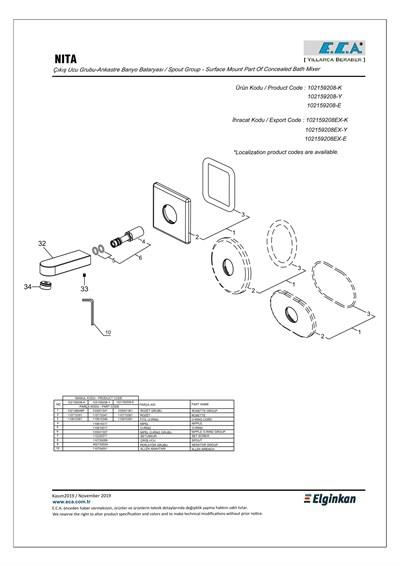 ECA Ankastre Gömme Banyo Bataryası Çıkış Ucu Gaga 102159208-K