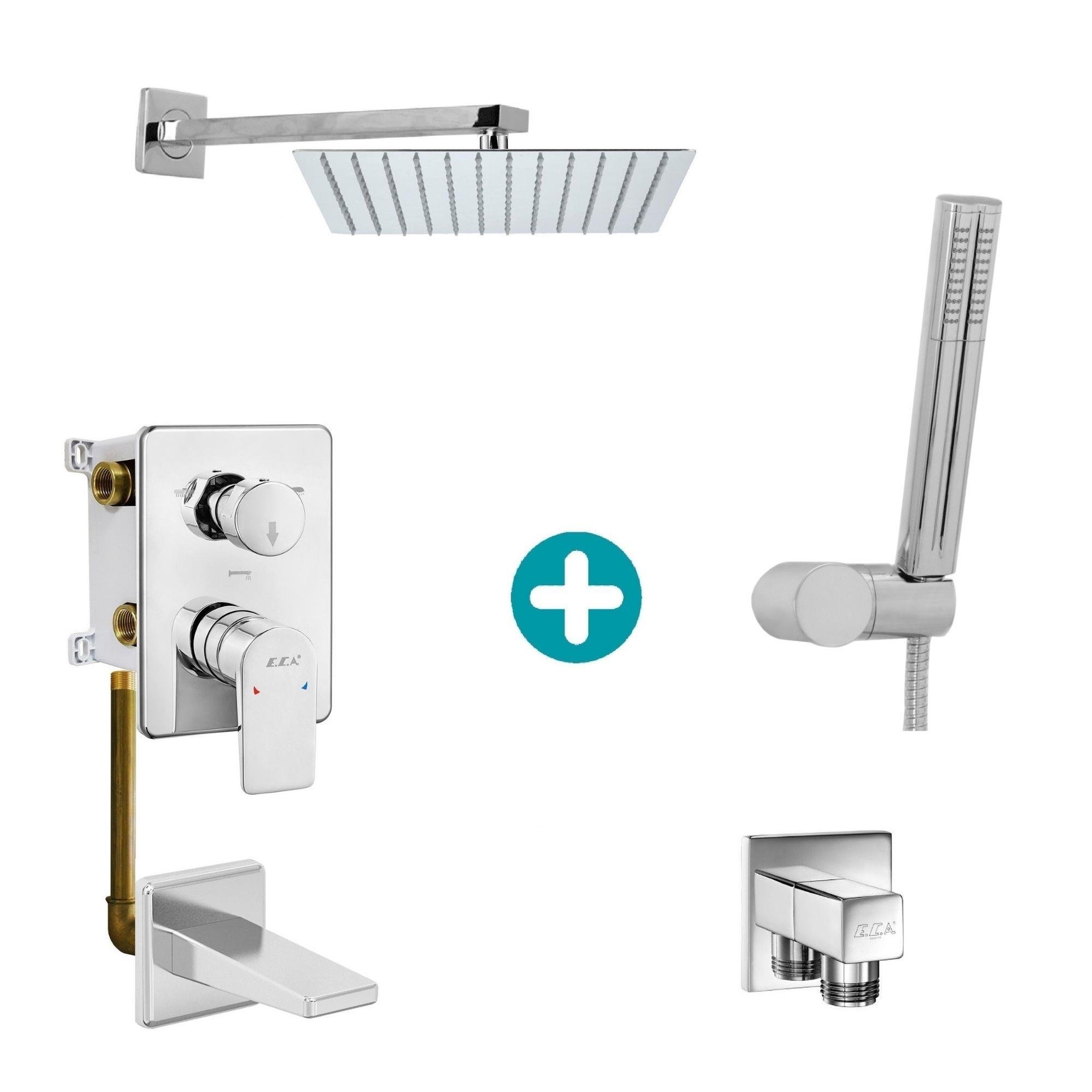 ECA Ankastre Gömme Banyo Bataryası Duş Seti  Tüm Parçalar Dahil 30x30 Başlık