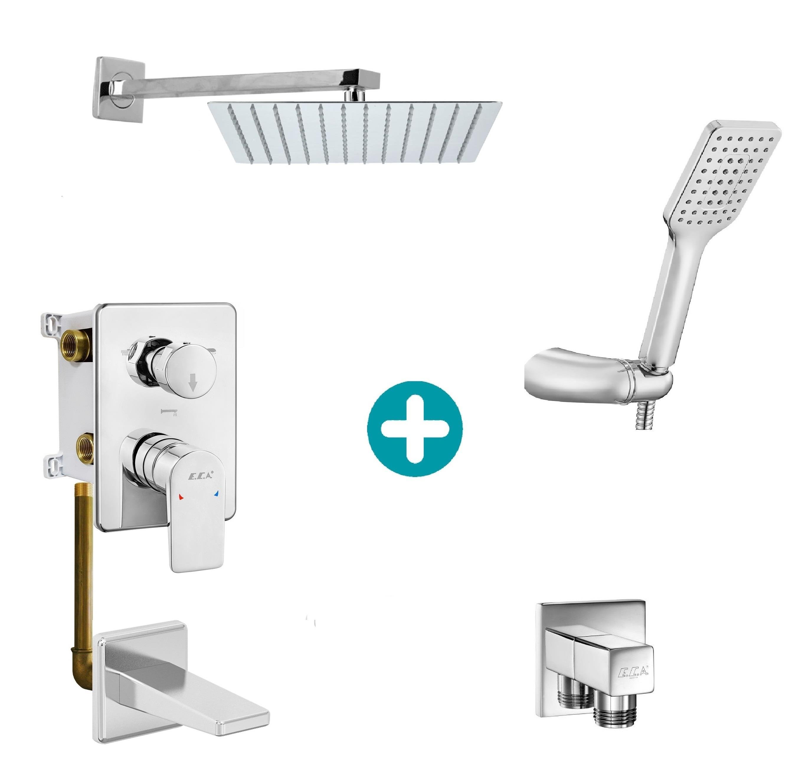 ECA Ankastre Gömme Banyo Bataryası Duş Seti  Tüm Parçalar Dahil 25x25