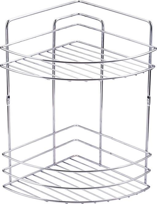 ECA Caro Banyo Bataryası 424+Metal Tel Süngerlik 2'li Köşe Raf     Krom Şampuanlık 2'li Set