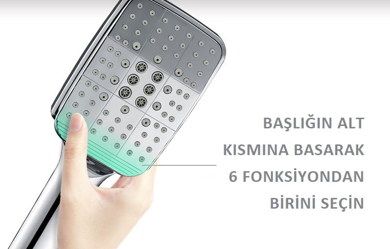 Eca Caro Banyo Bataryası + T-MAY Gürle Tepe Duş Takımı Seti Krom Paslanmaz