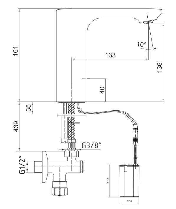 ECA Compact Fotoselli Lavabo Bataryası Pilli 108108037 Çift Su Girişli
