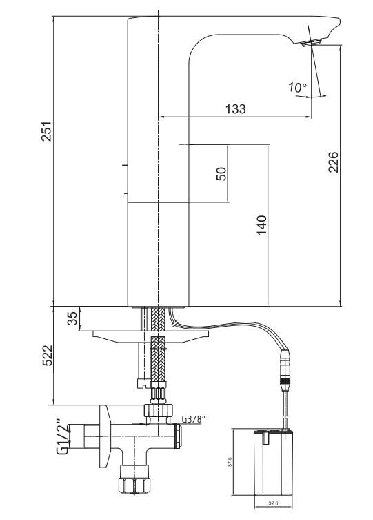ECA Compact Fotoselli Orta Boy Lavabo Bataryası Pilli 108108040 Çift Su Girişli