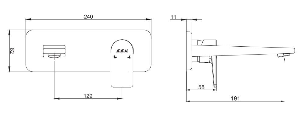 ECA Dalia Ankastre Lavabo Bataryası Sıva Üstü Tek Rozet 102167612-K