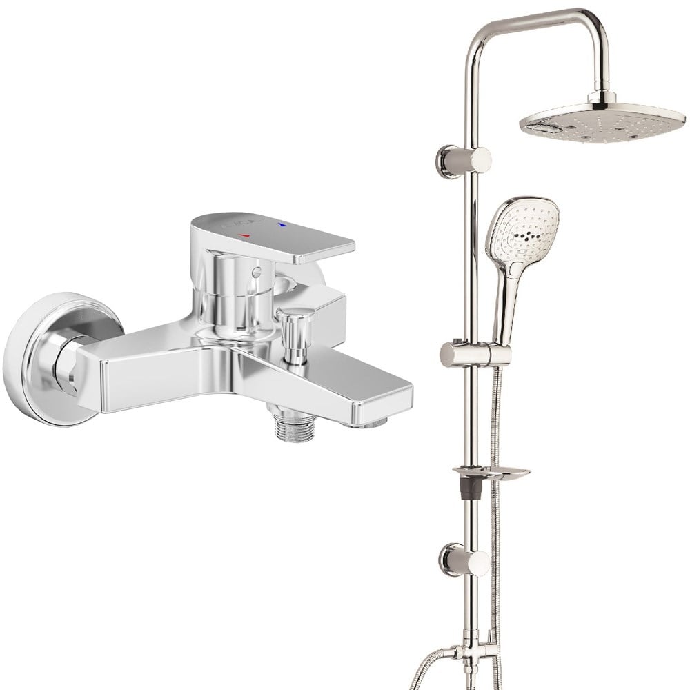 ECA Dalia Banyo Bataryası+T-MAY Banyo Ayvacık Elips Tepe Duş Takımı Seti Paslanmaz Krom