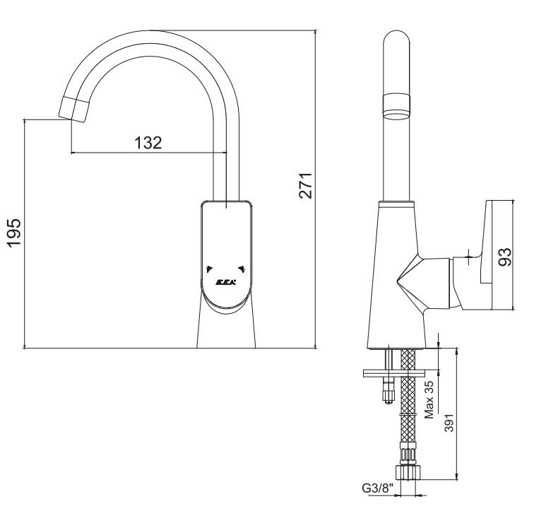 ECA Dalia Kuğu Borulu Lavabo Bataryası 102188134