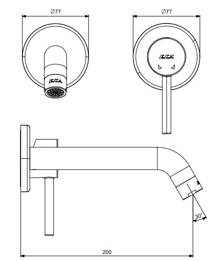 ECA Dalia Minimal Ankastre Lavabo Bataryası Sıva Üstü Çift Rozet 102167625-YY