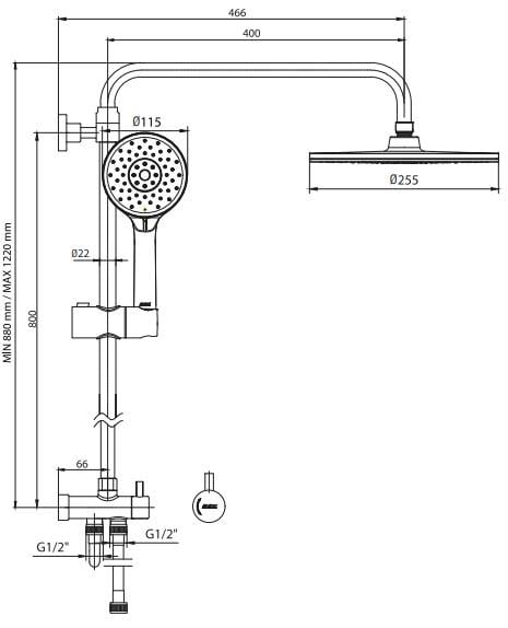 ECA Dalia Plus Teleskobik Kolonlu Banyo Tepe Duş Seti 102158040