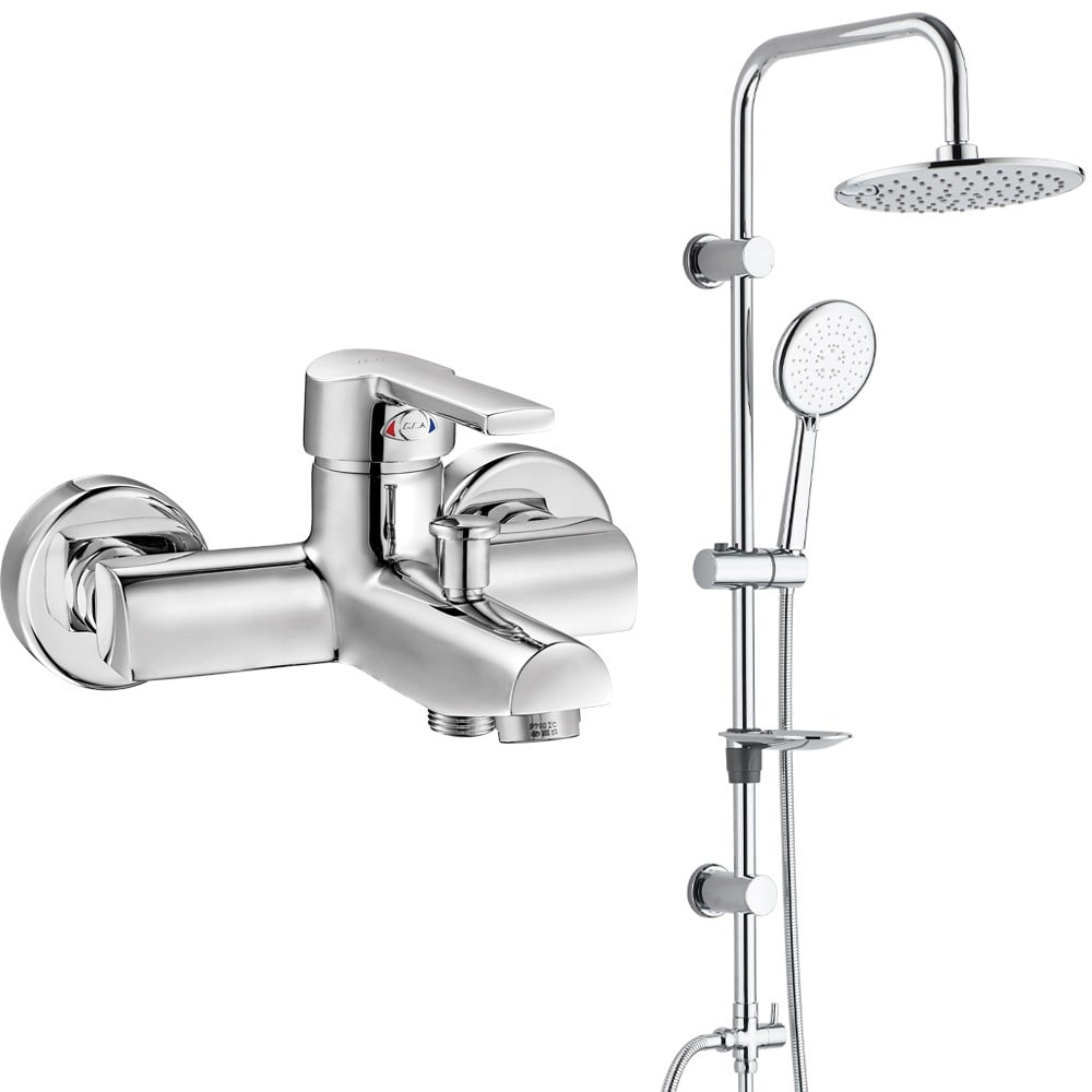 ECA Delta Banyo Bataryası+T-MAY Banyo Bostan Oval Tepe Duş Takımı Seti Paslanmaz Krom