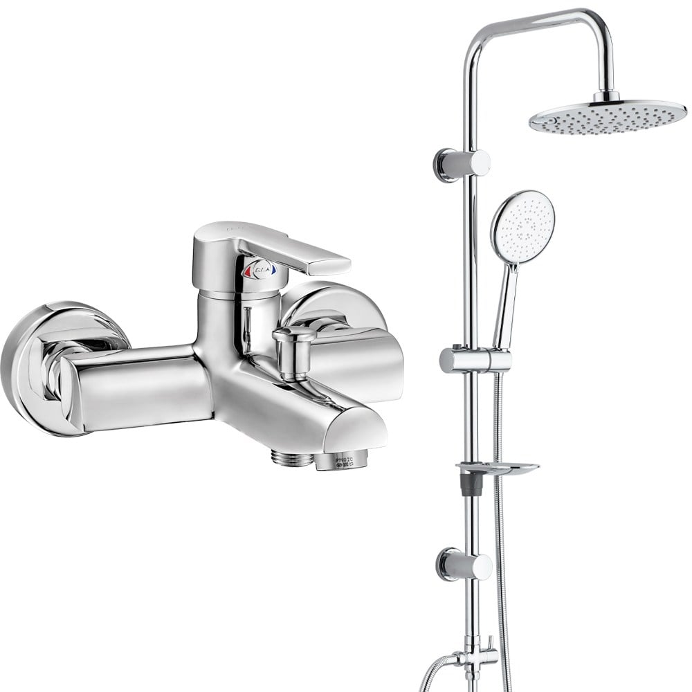 ECA Delta Banyo Bataryası+T-MAY Banyo Bostan Oval Tepe Duş Takımı Seti Paslanmaz Krom
