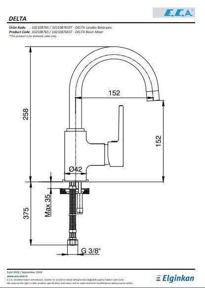 ECA Delta Kuğu Borulu Lavabo Bataryası 102108765