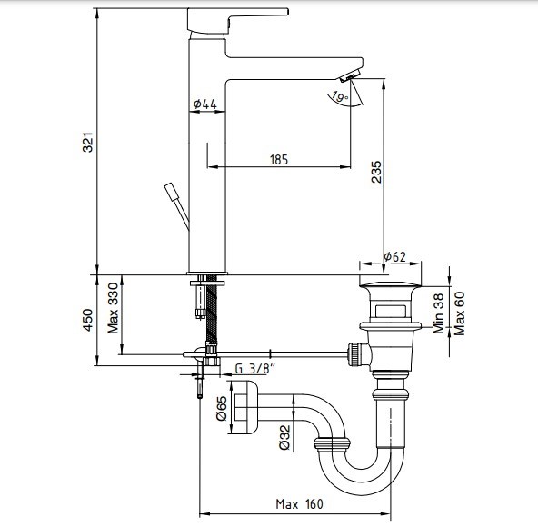 ECA Delta Yüksek Tip Lavabo Bataryası Krom Kumandalı 102108861