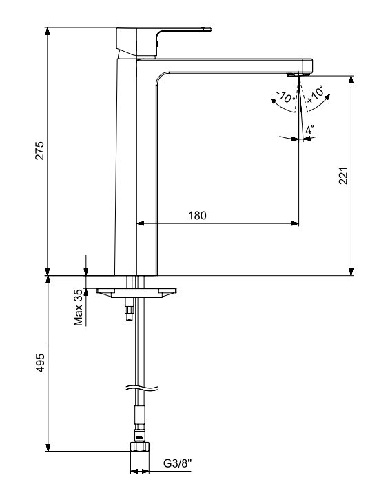 ECA Dream Ecotechnology Yüksek Tip Lavabo Bataryası Mat Siyah 102188155C1