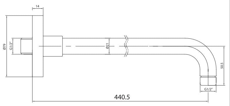 ECA Duvardan Duş Başlığı Borusu Mat Siyah Renkli 102126798C1