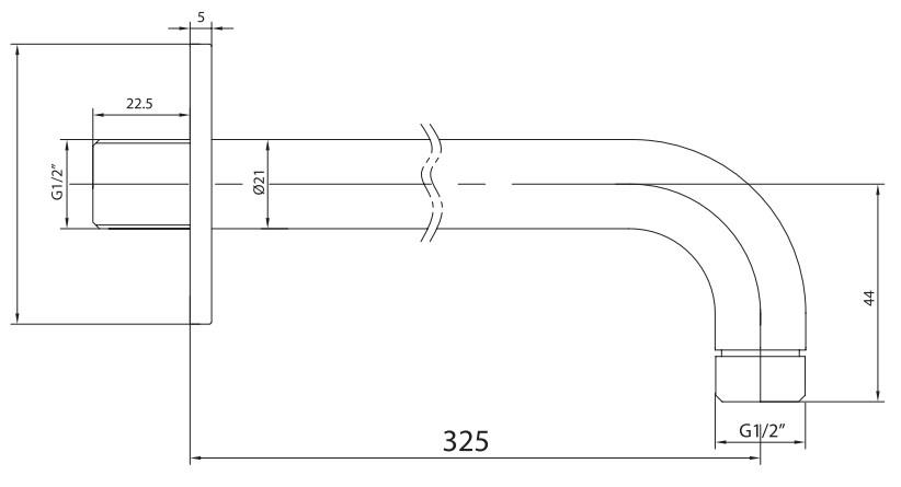 ECA Duvardan Duş Başlığı Borusu Mat Siyah Renkli 102126608C1