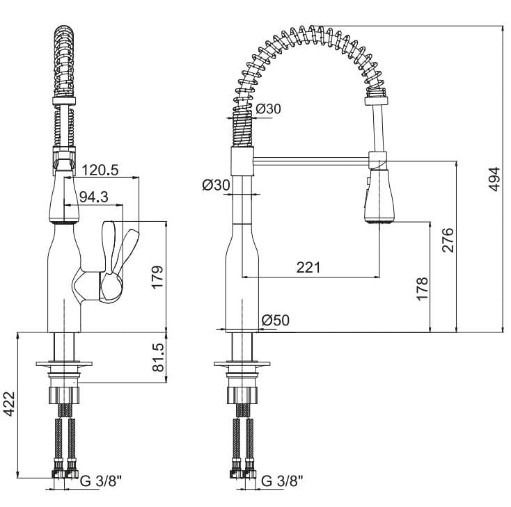 ECA Flux Mutfak Eviye Bataryası Paslanmaz Çelik Görünümlü Sıvı Sabunluklu 406218034