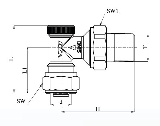 ECA GDV3 1/2 Köşe Radyatör Geri Dönüş Valfi Pex 602120730