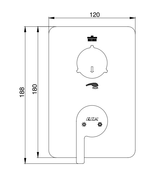 ECA İcon Ankastre Banyo Bataryası Sıva Üstü 2 Yollu 102167231H-KDE