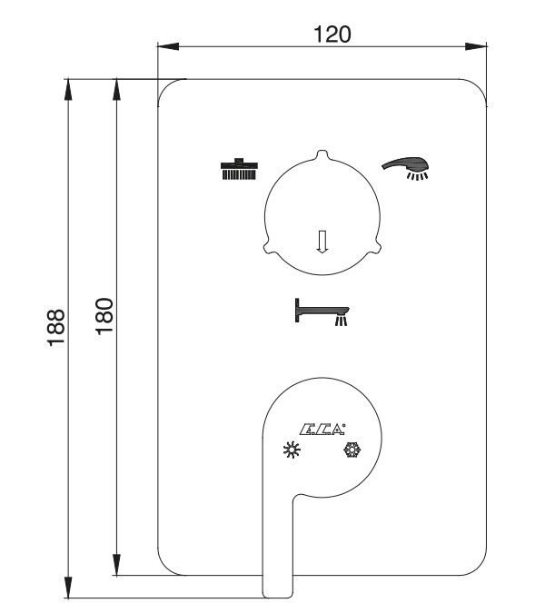 ECA İcon Ankastre Banyo Bataryası Sıva Üstü 3 Yollu 102167331H-K