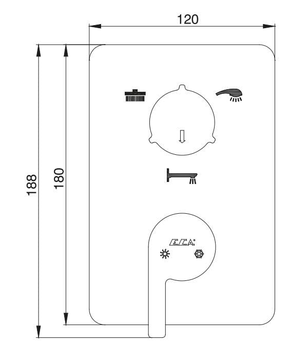 ECA İcon Ankastre Banyo Bataryası Sıva Üstü 3 Yollu 102167331H-K
